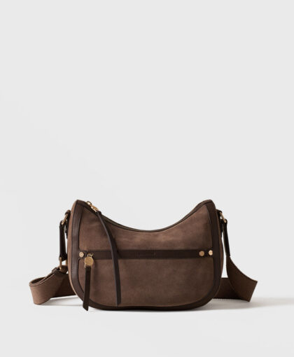 BORBONESE - LUNA BAG SUEDE - CENERE-CACAO